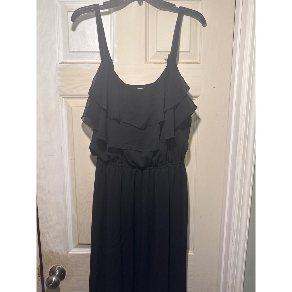 Faded Glory Black Ruffle Tiered Maxi Dress Women's Plus Size 2X 18W 20W